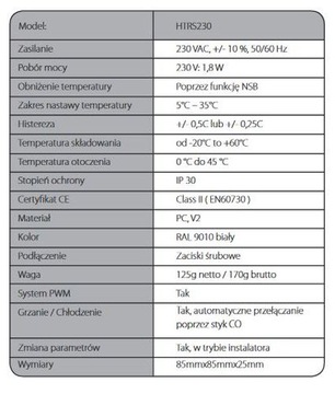 Salus cyfrowy regulator temperatury HTRS230 dobowy przewodowy natynkowy 230