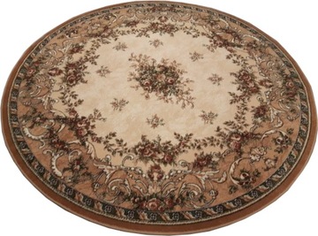Dywan okrągły wełniany ISFAHAN DAFNE 160 cm sahara koło 100% wełna beżowy