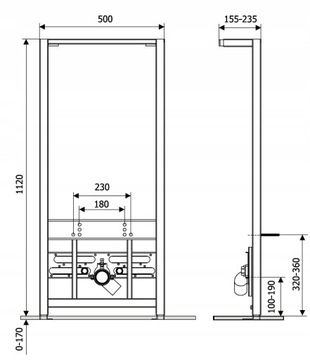 Скрытый каркас для биде KK-POL 50 см.