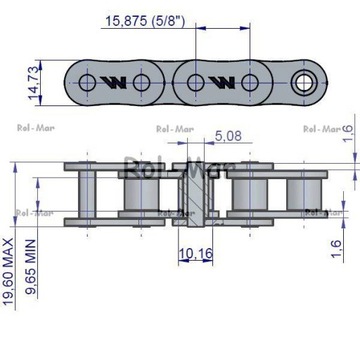 РОЛИКОВАЯ ЦЕПЬ WARYŃSKI 10B-1 5/8 2,5М + ЗВЕНЬЕ