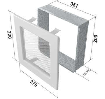 Решетка вентиляционная для камина 22х37 Белый