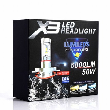 Лампы 2шт LED H11 X3 ZES 50W 12000lm LUMILEDS