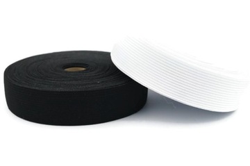 GUMA-GUMKA PŁASKA ODZIEŻOWA 40 mm CZARNA/BIAŁA 1mb