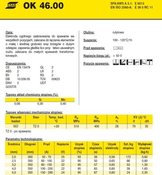 Elektrody Esab OK 46.00 fi 1,6 x 350 OP 1KG