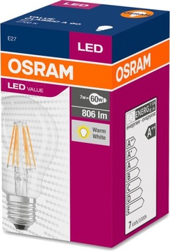 Светодиодная лампа накаливания E27 7Вт 60Вт 806лм 2700К OSRAM