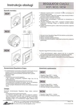 Регулятор тяги дымохода для очистки RCW-CH