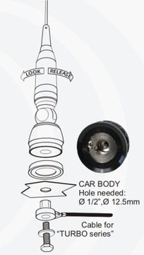 АНТЕННА SIRIO TURBO 800 CB 85 см РЕГУЛИРУЕМАЯ, кабель 4 м