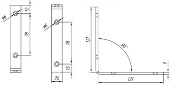 KW6 УЗКОУГЛОВОЙ МОНТАЖНЫЙ РАЗЪЕМ 125x125x20