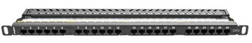 Патч панель 24 порт 0,5U Cat. 6 UTP Black Lanberg