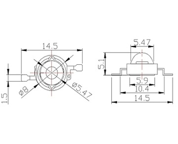 Светодиод питания 1 Вт красный DEEP RED 660 нм 35 мил powerLED темно-красный