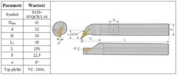 ТОКАРНЫЙ НОЖ РАСТОЧНАЯ ОПРАВКА S32S SVQCR16 на VCMT16 *FV*