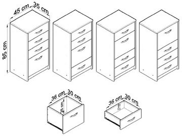 Комод 45см 4S GRAPHITE-WOTAN книжный шкаф с 4 ящиками антрацит ROB