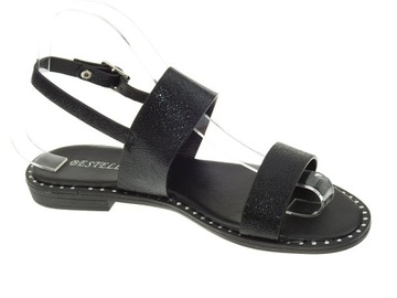 Sandały Klasyczne gładkie L169 Black r.39