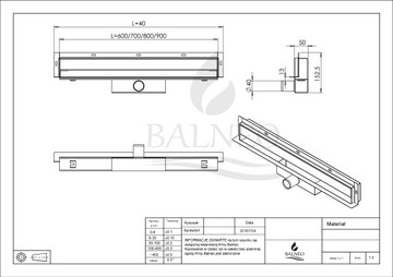 Balneo - W-DRAIN Настенный линейный слив 60 см Wdrain60