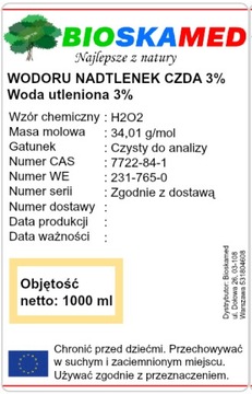 ПЕРОКСИД ВОДОРОДА 3% ЧИСТЫЙ Перекись водорода 1 литр