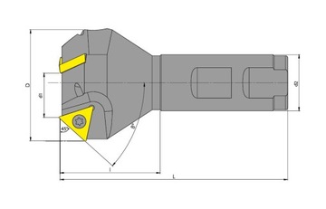 Фаска зенковки 45 градусов 10–31 16–100 TCMT 16