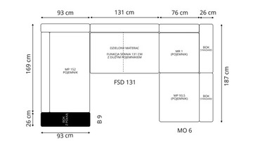 COCOMO K8 СПАЛЬНОЙ ДИВАН, 4xПОЛКА С ЛОТКОМ