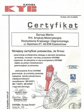 AMORTYZATORY TOYOTA YARIS KAYABA PRZÓD DO 01.2006