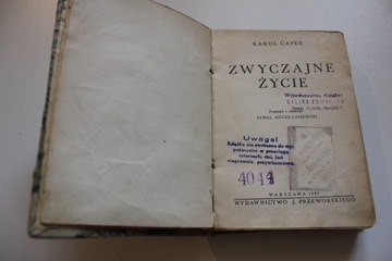 Karol Capek Zwyczajne Życie wyd.1935r