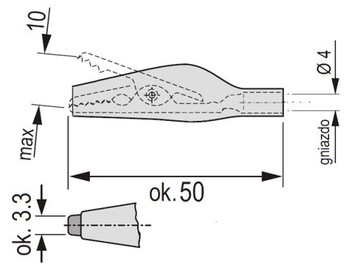 Krokodylek izolowany SIL z gniazdem 4mm KK25/5A/GN