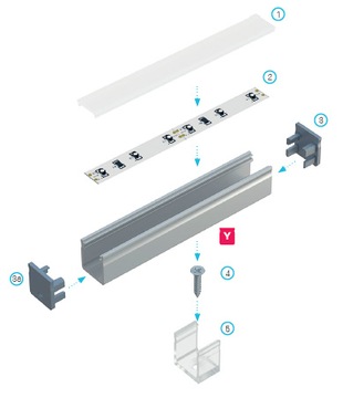 АЛЮМИНИЕВЫЙ ПРОФИЛЬ Y INOX 2M ДЛЯ СВЕТОДИОДНЫХ ЛЕНТ