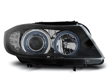 Передние фонари BMW E90 E91 Ангельские глазки ЧЕРНЫЕ LED 05-