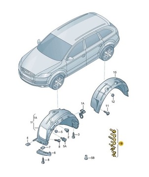 КОМПЛЕКТ КРЕПЛЕНИЙ КОЛЕСНОЙ АРКИ ПЕРЕДНИЕ ЗАДНИЕ ЗАЖИМЫ AUDI Q7