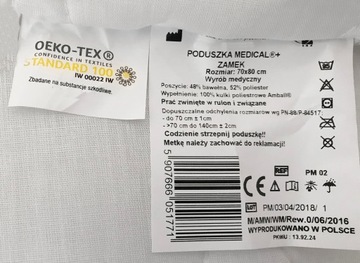 PODUSZKA MEDICAL 70x80 ANTYALERGICZNA poduszki DO SPANIA NA ZDROWY SEN