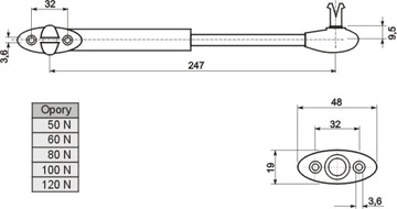 ПНЕВМАТИЧЕСКИЙ ГАЗЛИФТ 100N - ДЛЯ ЩИТКОВ