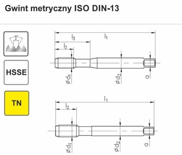 GWINTOWNIKI MASZYNOWE M3-M12 800X R40 SKRĘTNE FANAR