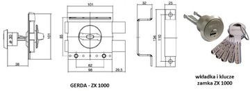 Замок противовзломный GERDA ZX 1000, графит, 5 ключей