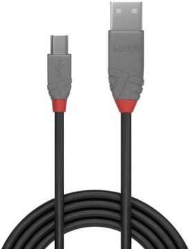 КАБЕЛЬ USB 2.0 A - MINI-B LINDY ANTHRA LINE 1M