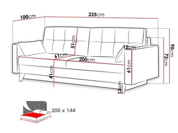 KANAPA do salonu MARINA - sofa rozkładana Tapczan