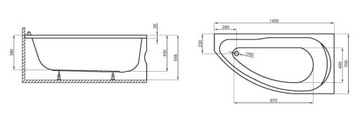 Угловая ванна POLIMAT MIKI 140x70 GW сифон. 15 ЛЕТ