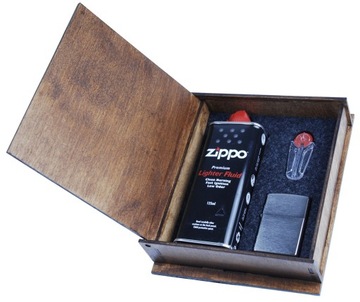 Зажигалка ZIPPO z200 в деревянной коробке с гравировкой RR