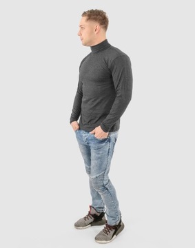 Elegancki Sweter Golf Męski Golfy WXM 5XL antracyt