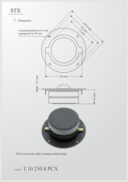 Динамический громкоговоритель STX T.10.250.8.PCX