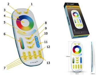 Сенсорный пульт дистанционного управления Mi-Light FUT092 RGB/CCT, 4-зонный, черный