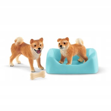 SCHLEICH DOGS СОБАКИ ПОРОДЫ ШИБА-ИНУ СУКИ И ЩЕНКИ 42478