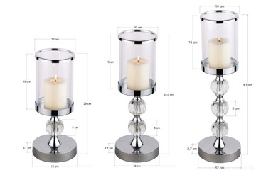 Подсвечник Glamour Lantern Chrome Crystal, набор 1-2-3