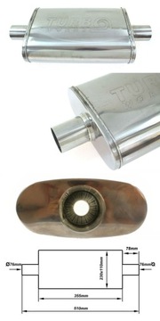 Центральный глушитель 76 мм TurboWorks LT 304SS 355 мм