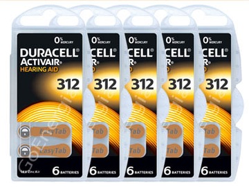 Duracell 312 PR41 Hg0 Слуховые батарейки 30 шт.