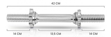 GRYF krótki do hantli 42cm 30mm ŚRUBOWY gwintowany