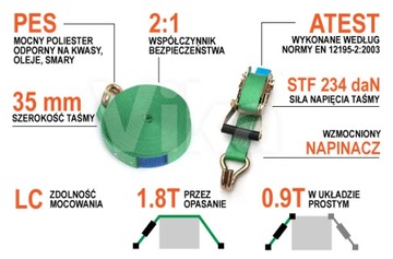 Транспортная лента 6 м/35 мм/1,8 т, усиленные ремни