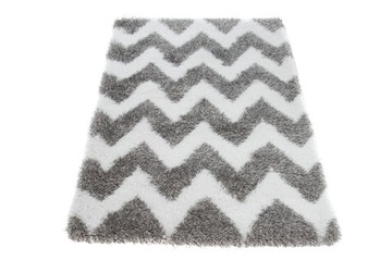 Carpet shaggy 200x300 polyester 5cm gray zigzag, фото