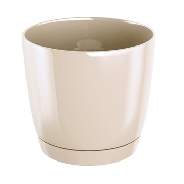 Flowerpot з stand round gloss 21 x 19cm ecru, фото