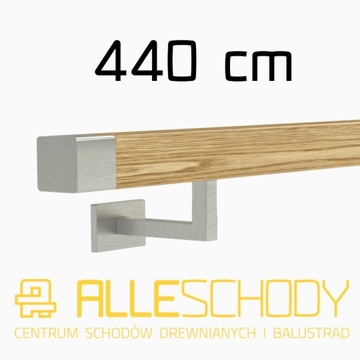 Handrail wall-mounted wooden 40x40 440cm oak color, фото