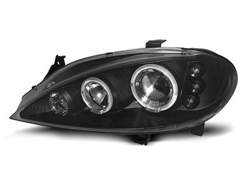 Headlights front renault megane 99-02 black led backlight rings, фото