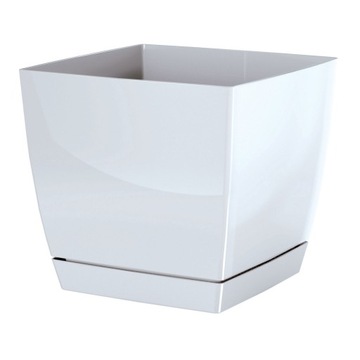 Flowerpot prosperplast 13, 5 centimeters x 13, 5 x 12, 4 centimeters diameter 13, 5 centimeters plastic white, фото