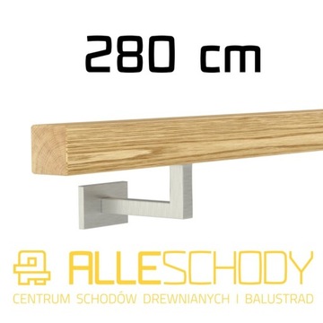 Handrail wall-mounted wooden 40x40 280cm oak color, фото